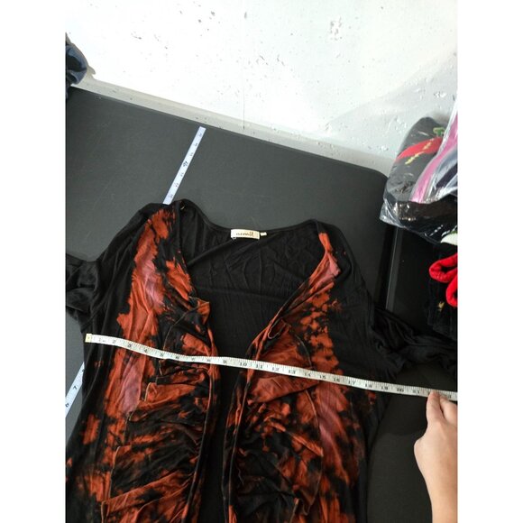 One World Womens Ruffled Tie-Dye Open Front Cardigan Size Large Witchy Grunge - Picture 6 of 8